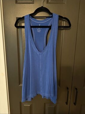 American Eagle Outfitters Blue V-Neck Racerback Tank